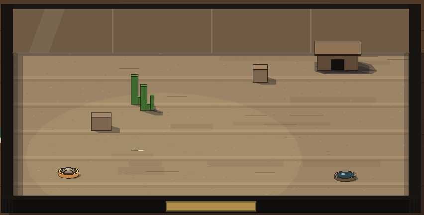 An arid terrarium with sand and rocks.
