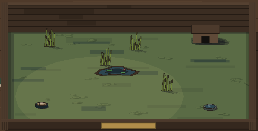 A wetland habitat with a pond, reeds and mud.
